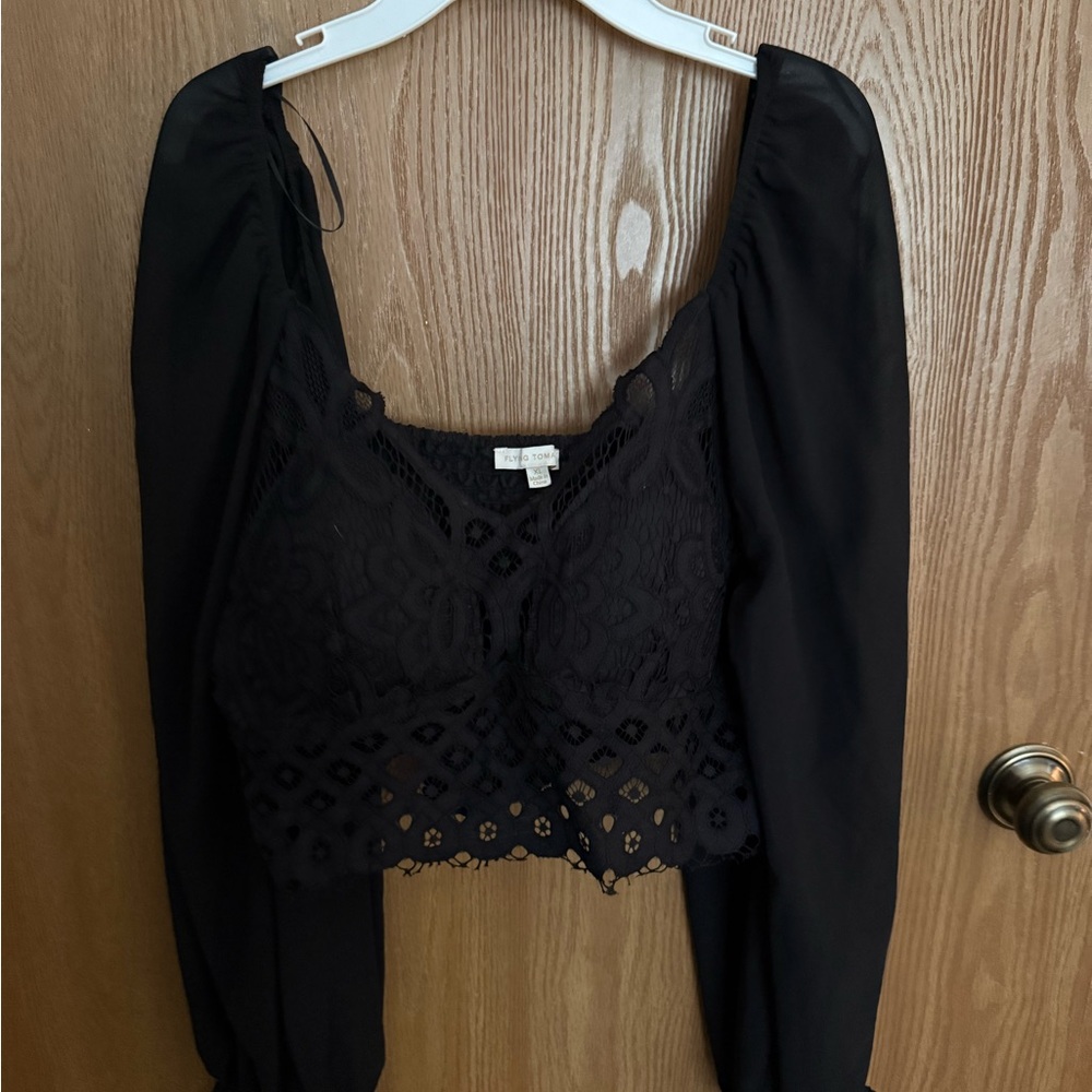 Flying Tomato Black Lace Blouse